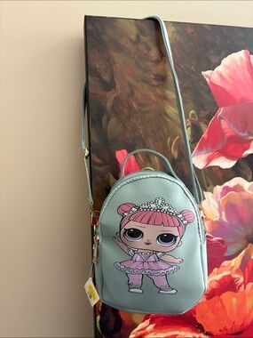 NWT Bundle 3 Kids Mint Crossbody Backpacks with Pink Doll Graphic 7”x 5.5”